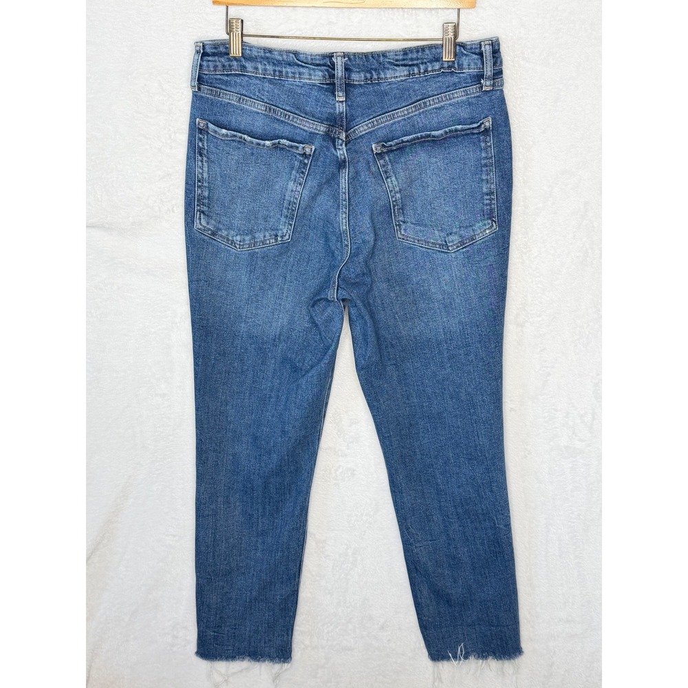 Old Navy Women's 12 Blue OG Straight High Rise Distressed Raw Hem Jeans - Picture 6 of 14
